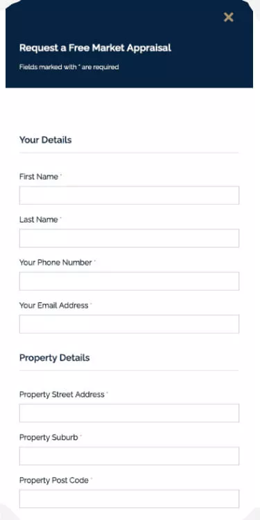Real estate website appraisal form